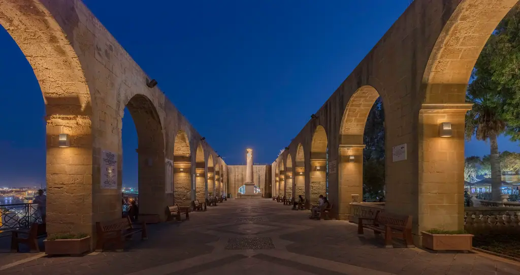 The Upper Barrakka arches at blue hour