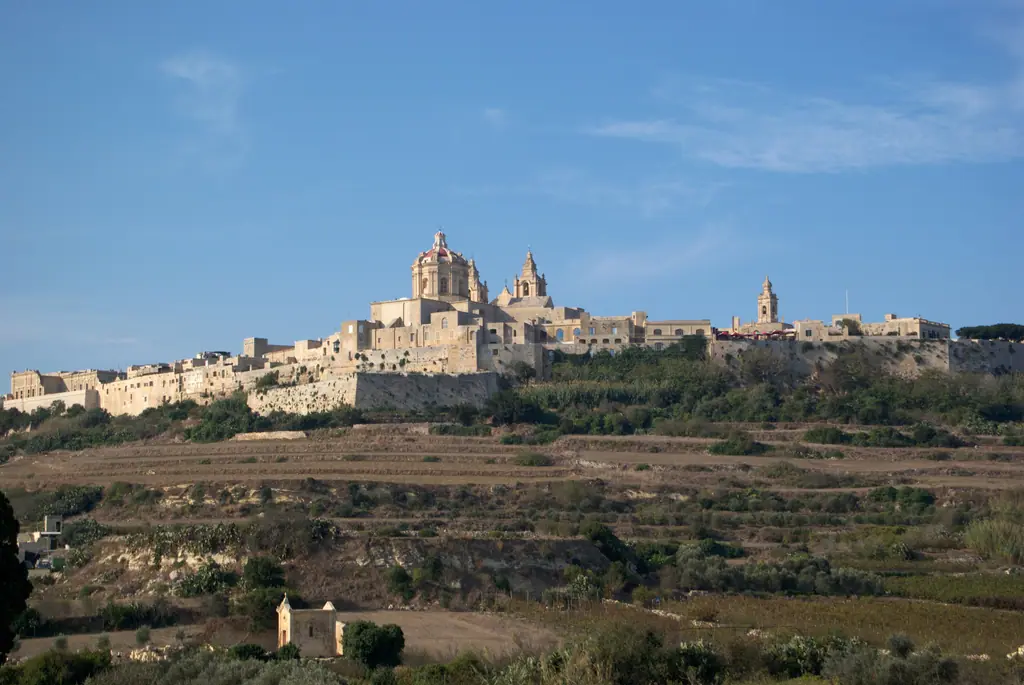 The fortified city of Mdina on its hilltop
